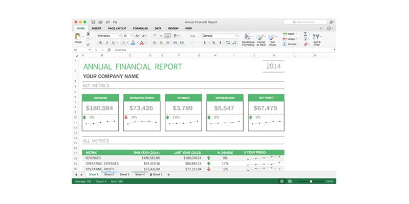 Includes Microsoft Excel